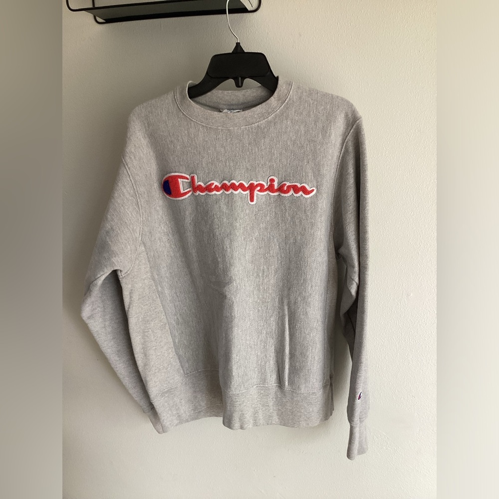 Grey‎ Champion Embroidered Crew Neck Sweater